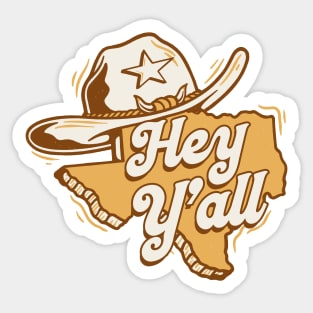 Retro Hey Y'all Texas // Vintage Texas Cartoon Sticker